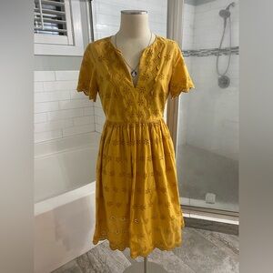 Madewell Mustard Yellow Eyelet Midi Dress | Size 8